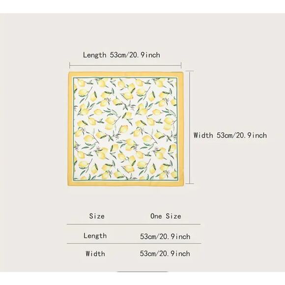 Citrus Print Satin Scarf** 20” Square Hair Tie Neck Wrap Accessory - Picture 7 of 7